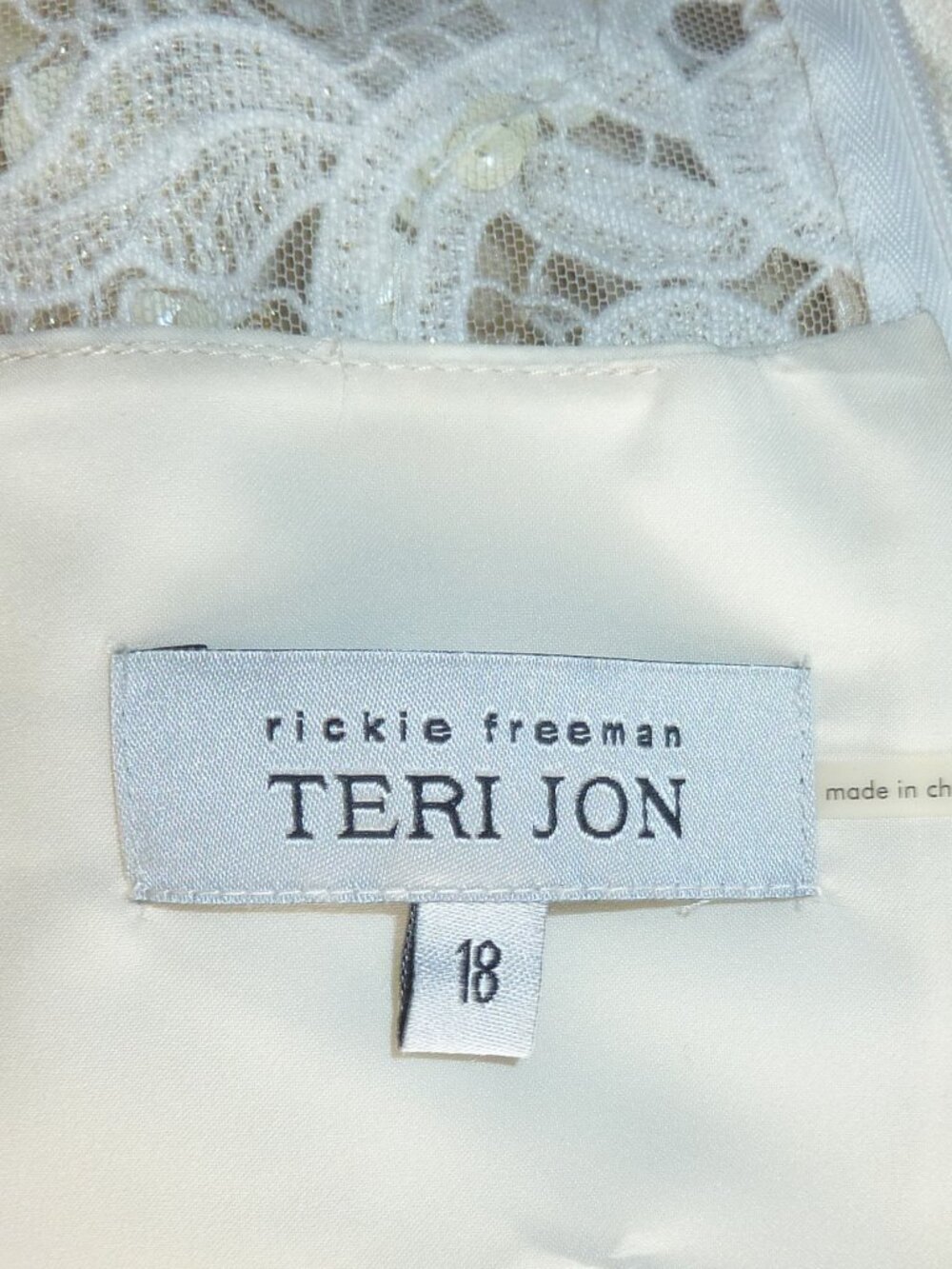 TERI JON 18 lovely CHAMPAGE TAFFETA ILLUSION LACE SHEATH GOWN Mob Dress NWT - Picture 2 of 8
